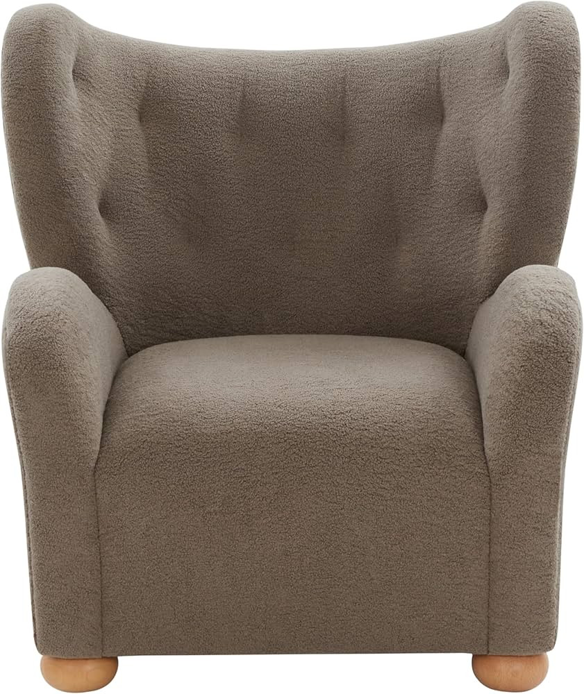 SAFAVIEH Couture Collection – Galloway Faux Shearling Wingback Accent Chair, Brown Teddy Uphols... | Amazon (US)