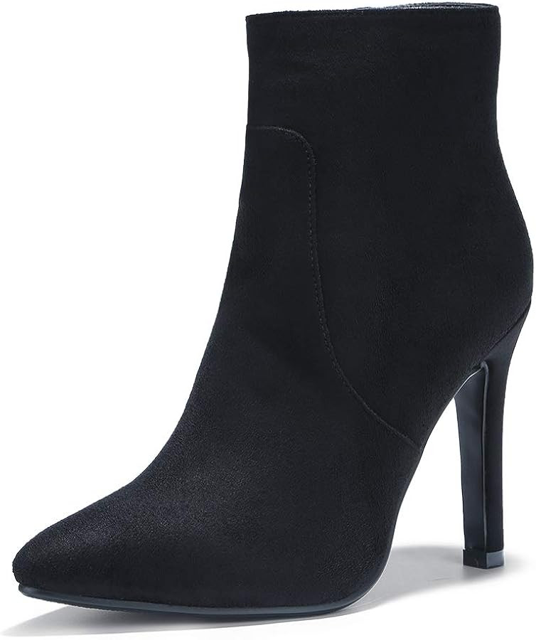 IDIFU Ankle Boots for Women High Heel Pointed Toe Boots Side Zipper Stiletto Booties | Amazon (US)