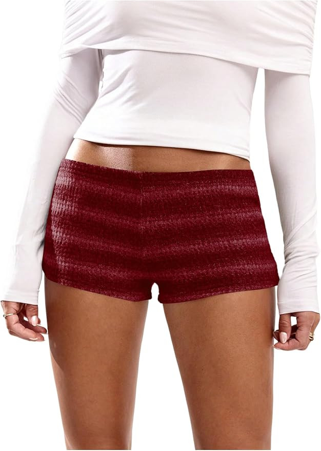 SOLY HUX Women's Knit Micro Shorts Striped Y2k Low Rise Booty Mini Shorts Color Block Strechy Lou... | Amazon (US)