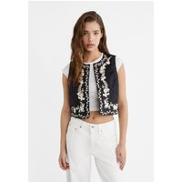 Stradivarius Short waistcoat with contrast embroidery Black S | Stradivarius (UK)