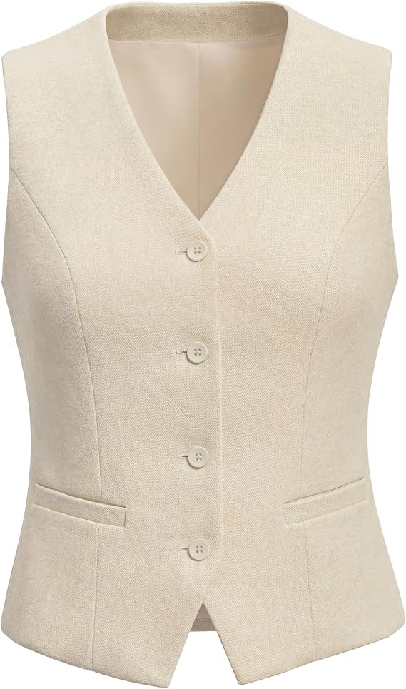 Suit Vest for Women Formal Casual Waistcoat Vests | V Neck, Button Down, Sleeveless Vests Tops wi... | Amazon (US)