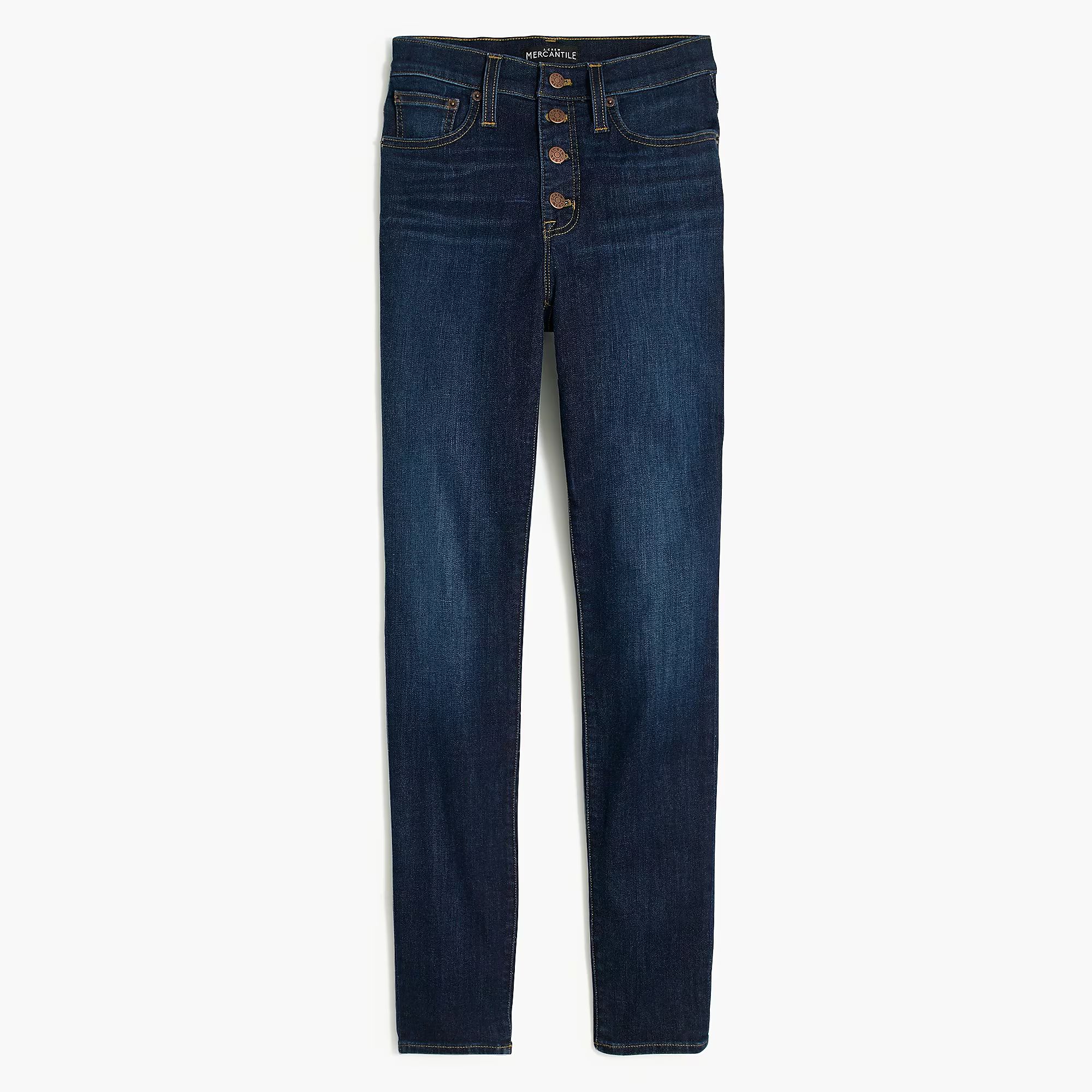 9" high-rise skinny jean with button fly in dark wash | J.Crew Factory