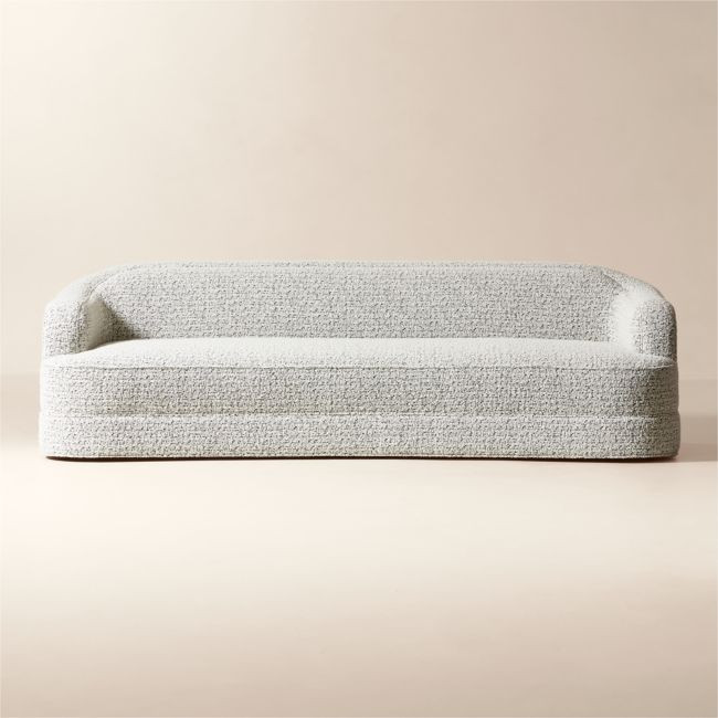 Mylene 97"" Black and White Boucle Curved Sofa by goop | CB2