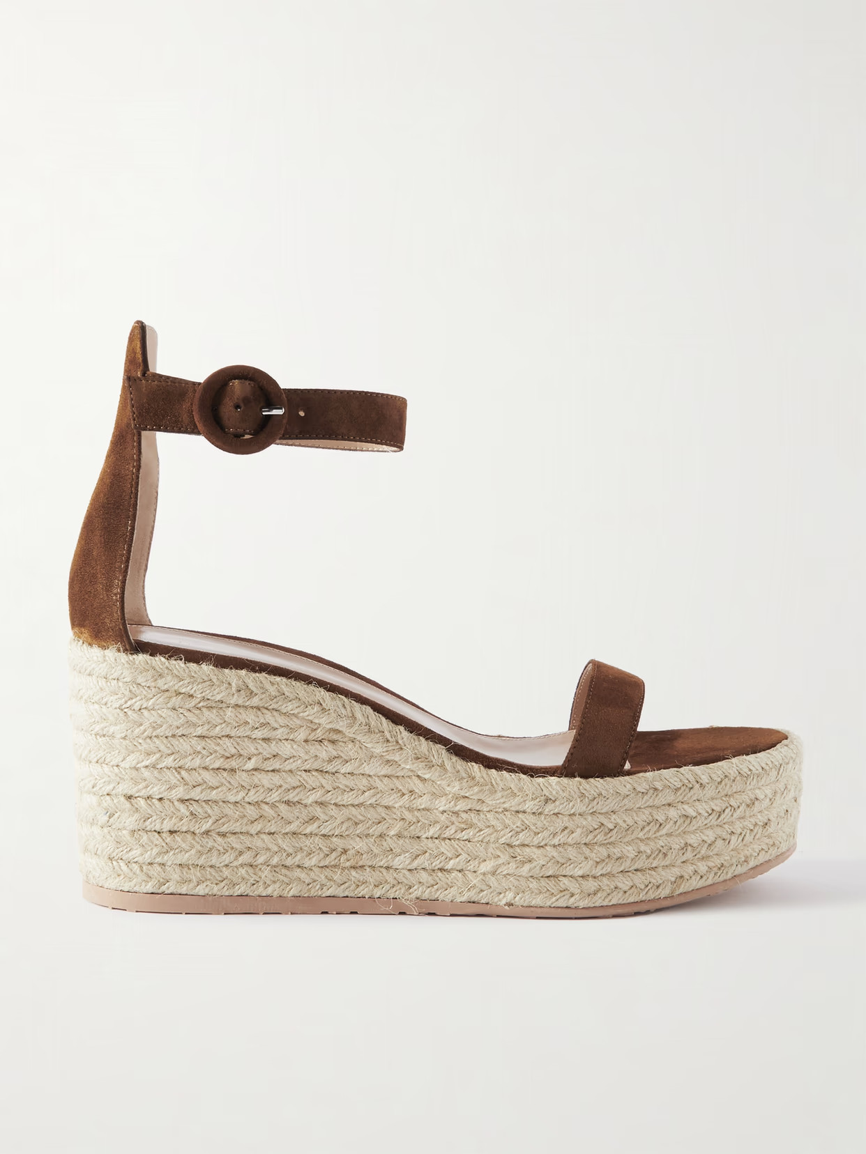 Gianvito Rossi - 45 Suede Espadrille Wedge Sandals - Brown | NET-A-PORTER (US)