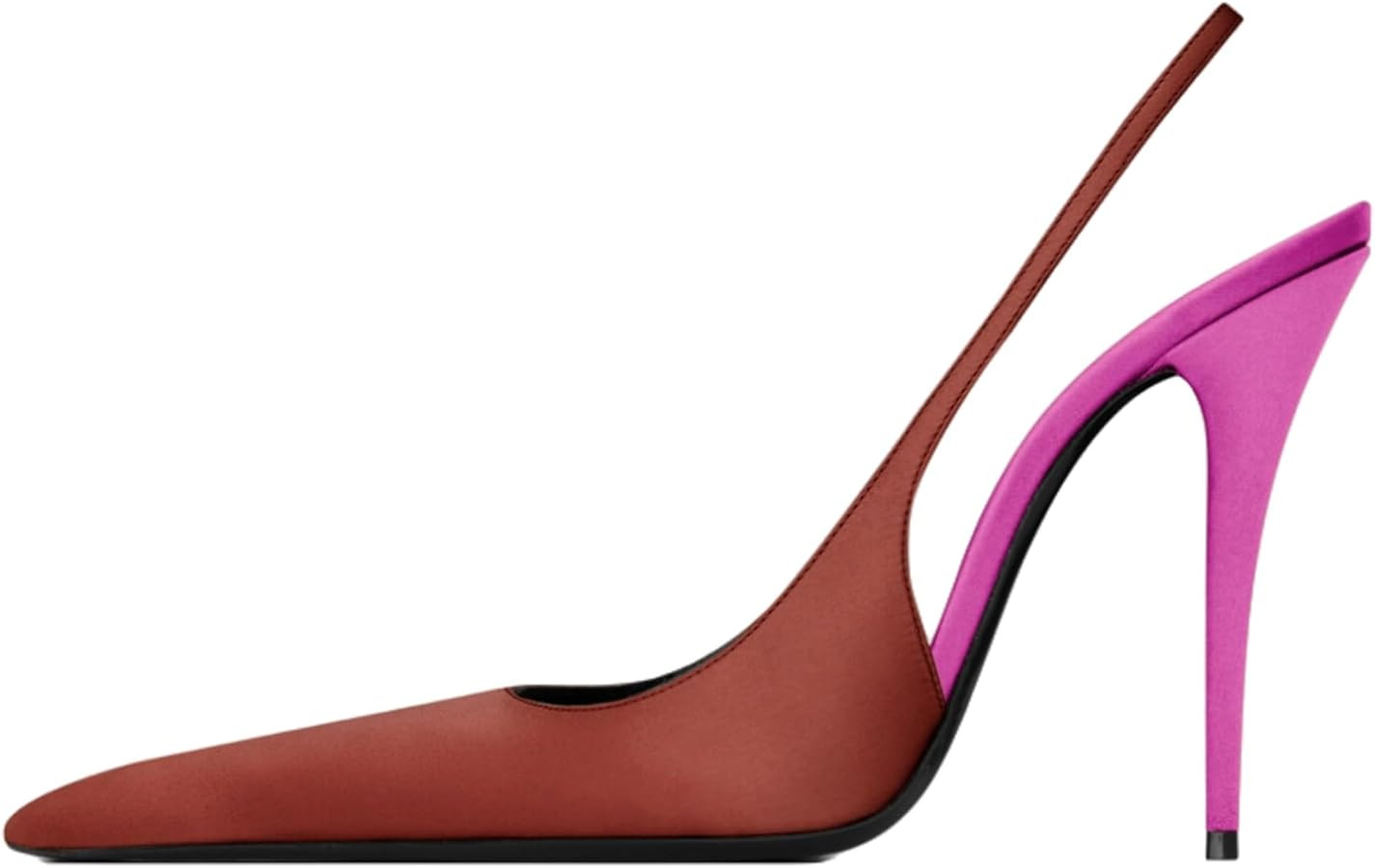 Satin Slingback Heels for Women Closed Toe Two Tone Stiletto Heels Pointy High Heels Pumps Weddin... | Amazon (US)