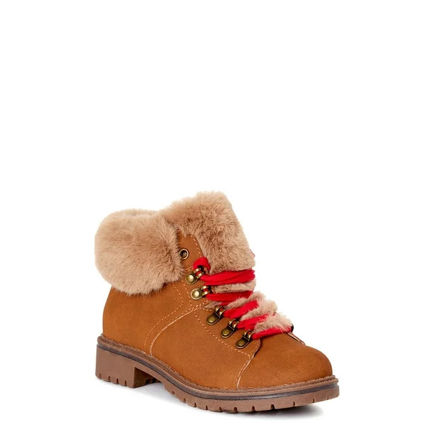 Time and Tru Women’s Faux Fur Hiker Boots - Walmart.com | Walmart (US)