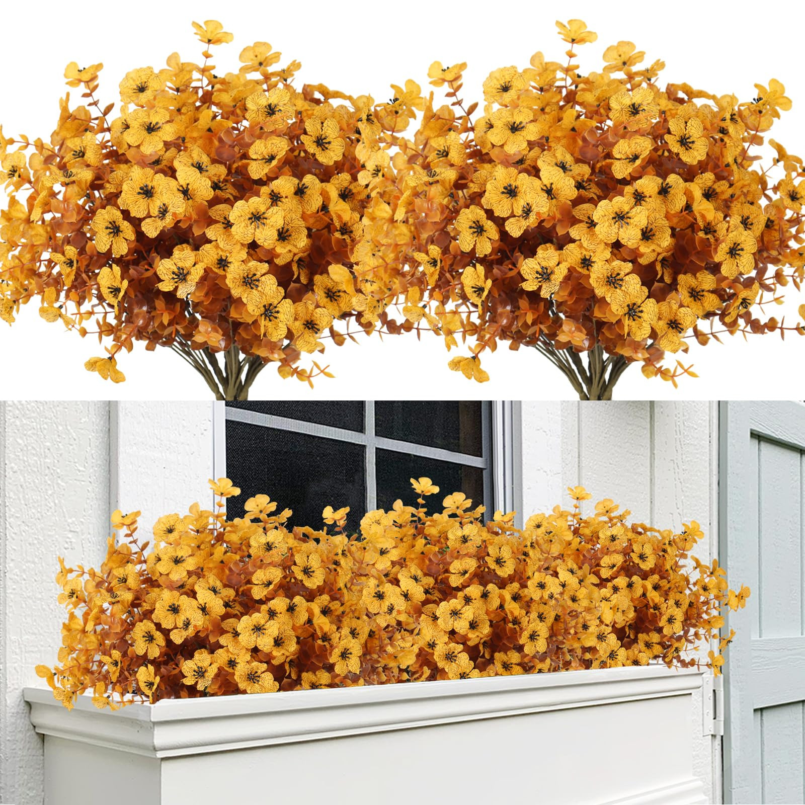 RECUTMS Fake Fall Flowers Outdoor Realistic Artificial Plants Fake Fall Mums Plant UV Resistant F... | Amazon (CA)