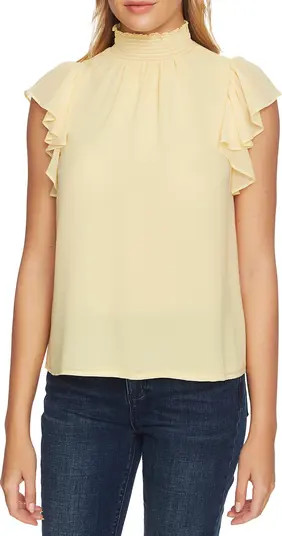 Flutter Sleeve Smocked Neck Blouse | Nordstrom