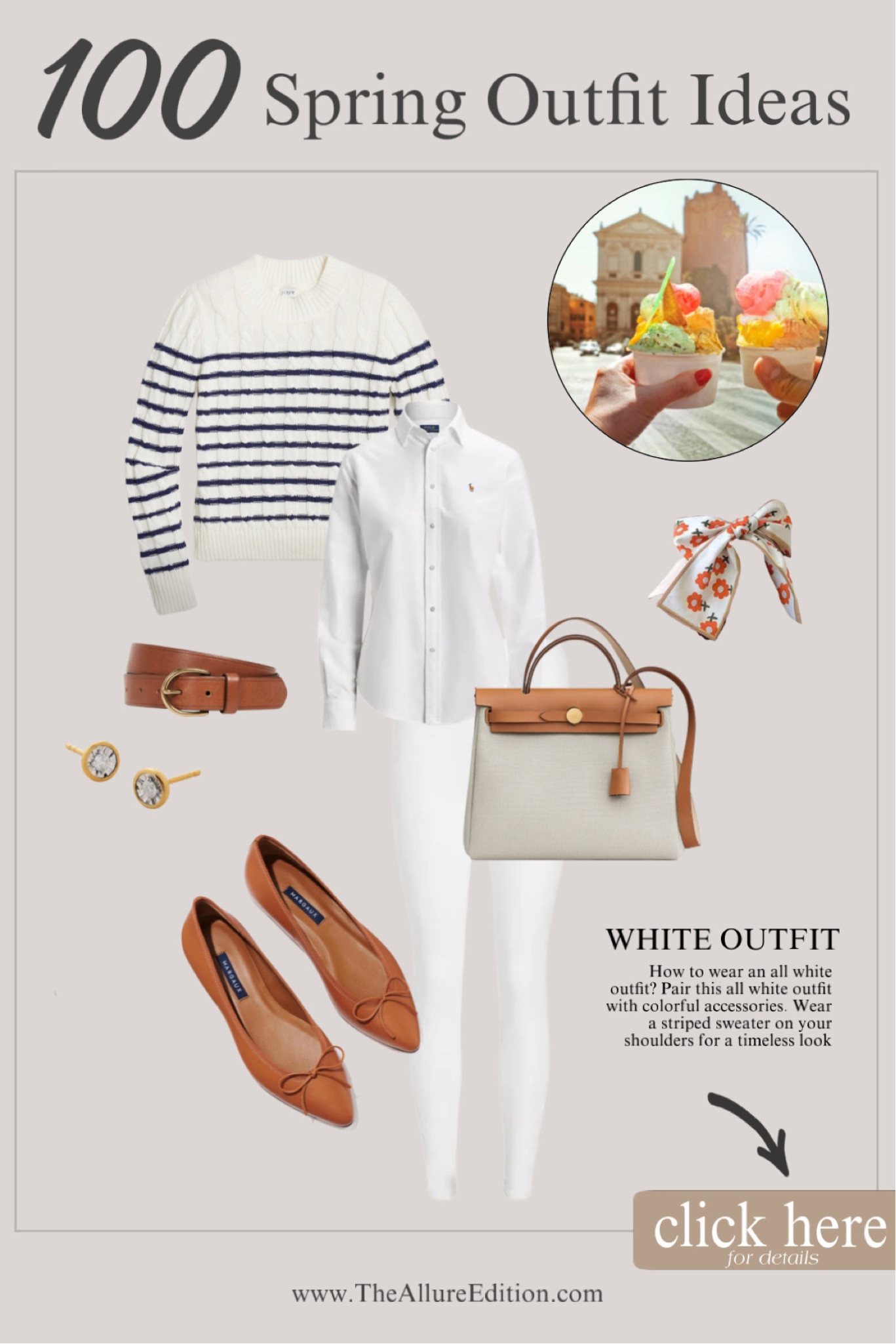 Spring Outfit idea
Spring white skinny jeans pants, old money outfit
Camel accessories 
Brown flats
Brown leather belt


#LTKstyletip #LTKSeasonal #LTKFind