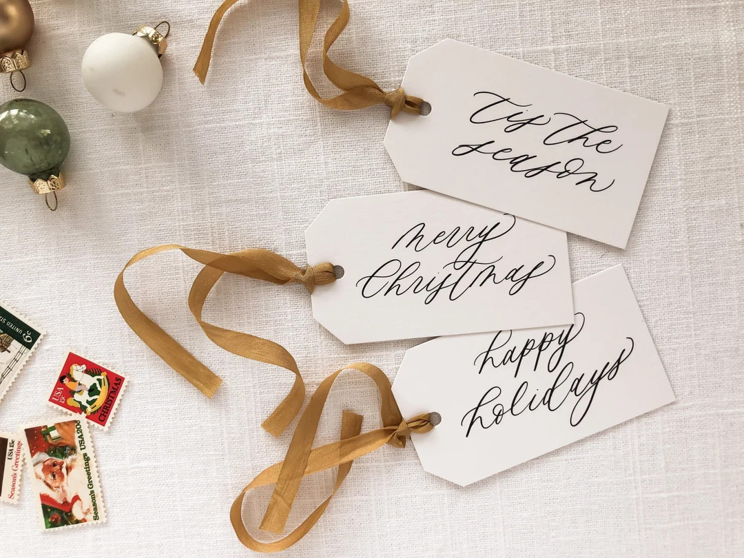Minimal Calligraphy Christmas Gift Tags Holiday Gift Tags Christmas Gift Wrap Christmas Present T... | Etsy (US)