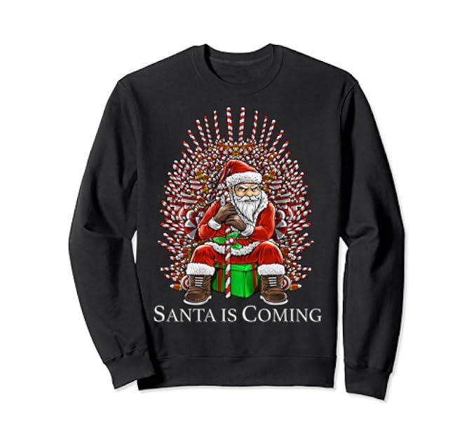 Santa Claus Candy Cane Throne Funny Parody Christmas Shirt | Amazon (US)