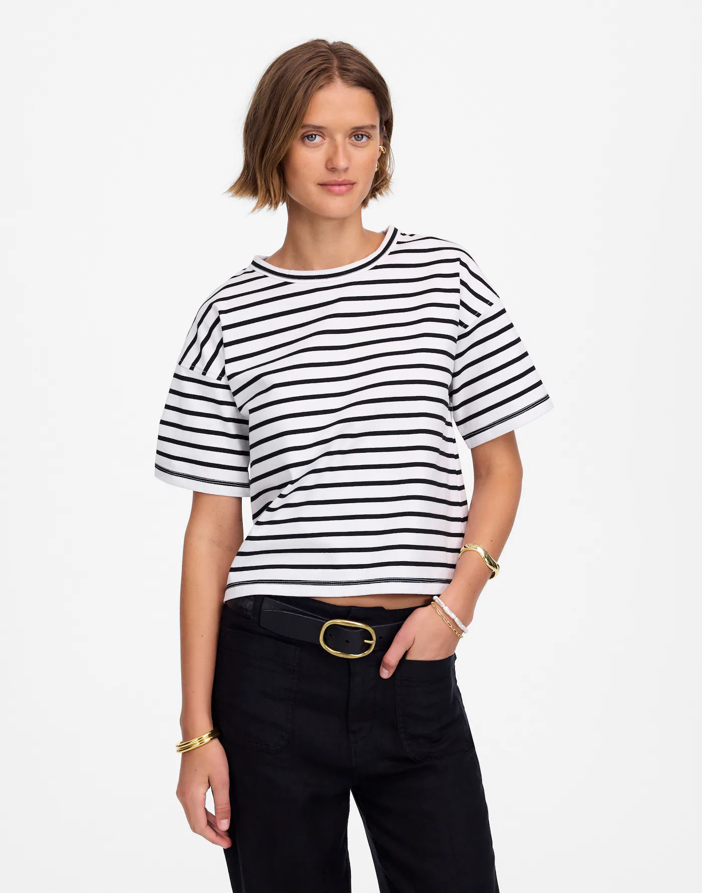 Everyday Boxy Crop Tee in Stripe | Madewell | Madewell