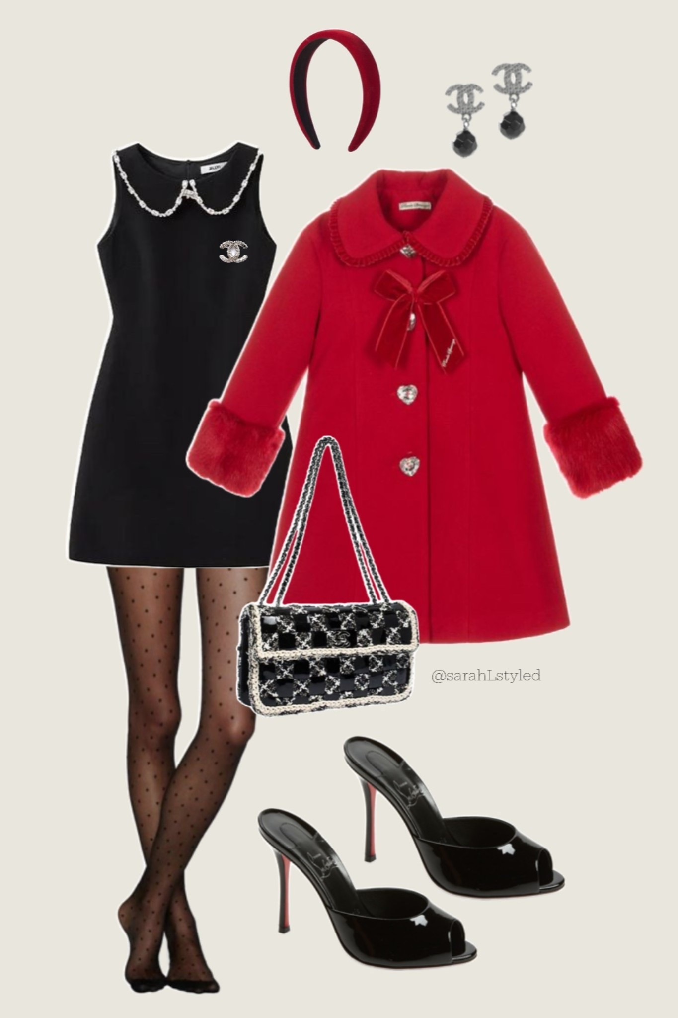 Classic holiday party outfit inspo 🤍 

black mini dress, holiday party outfit, Christmas party outfit, red coat outfit, red wool coat, black dress outfit, sheer polka dot tights, Chanel inspired outfit, designer inspired look, black and red outfit, holiday heels, black heels outfit, classic holiday style, elegant party outfit, winter night out look, festive outfit ideas

#LTKHoliday #LTKSeasonal