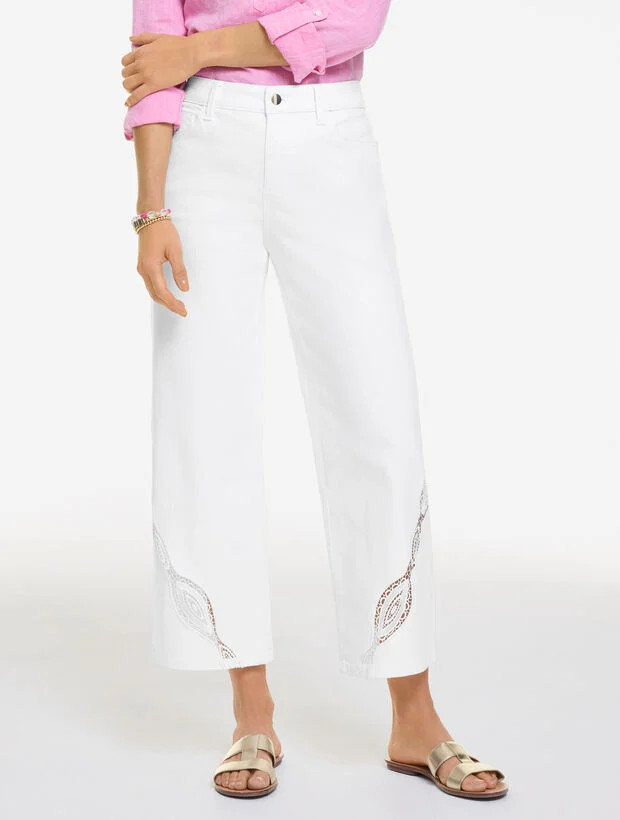 Wide Crop Jeans - White | Talbots