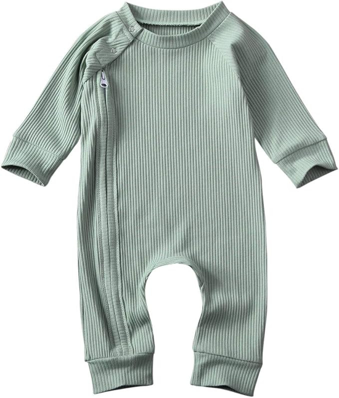 Newborn Baby Boy Girl Romper Clothes Infant Solid Ribbed Onesie Bodysuit Jumpsuit Outfits | Amazon (US)