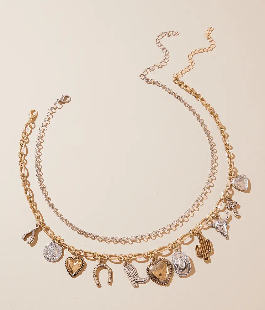 2 Pack Western Charm Necklace Set | Buckle