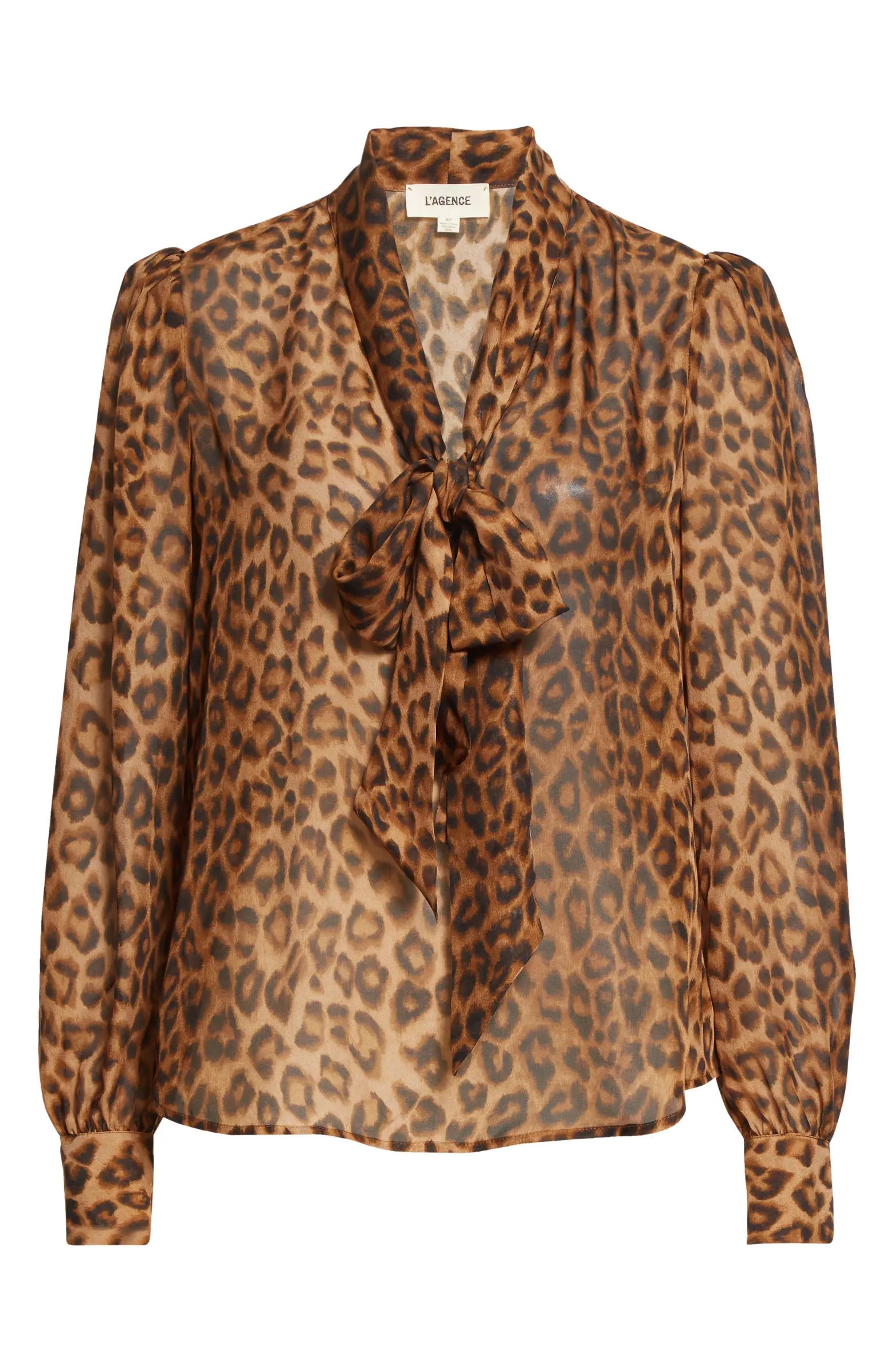 L'AGENCE Diane Leopard Print Silk Blouse | Nordstrom | Nordstrom