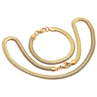 Steeltime 16" 18kt gold plated stainless steel bracelet/necklace set | Target