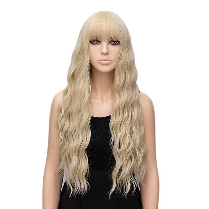 netgo Women's Golden Blonde Wigs Long Fluffy Curly Wavy Hair Wigs for Girl Heat Friendly Syntheti... | Amazon (US)