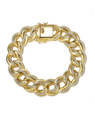 14K Gold Plated Cubic Zirconia Heavy Chain Bracelet - Macy's | Macy's