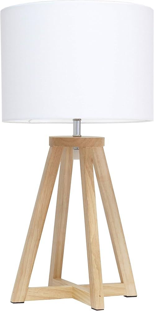 Simple Designs LT1069-NWH Interlocked Triangular Wood Fabric Shade Table Lamp, Natural/White 9.88... | Amazon (US)