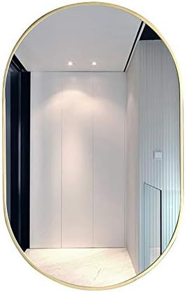 Modern Vanity Mirror for Living Room Bathroom Bedroom,Gold Oval Mirror Wall Mounted 27.5''x19.6''... | Amazon (US)