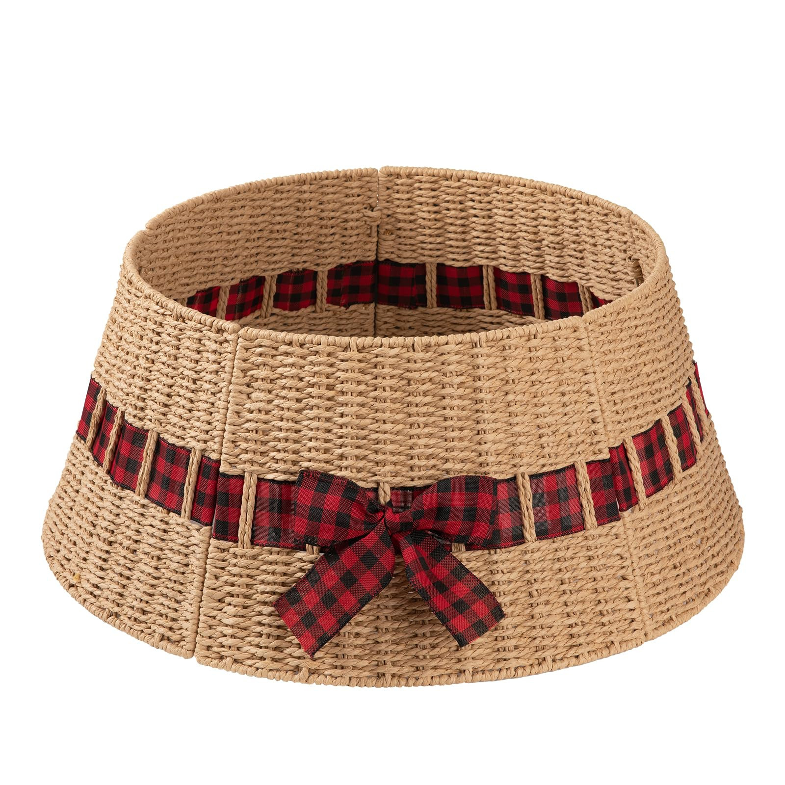 OIAHOMY Christmas Tree Collar, Wicker Holiday Tree Skirt & Stand Base Cover,Paper Rope Christmas ... | Amazon (US)