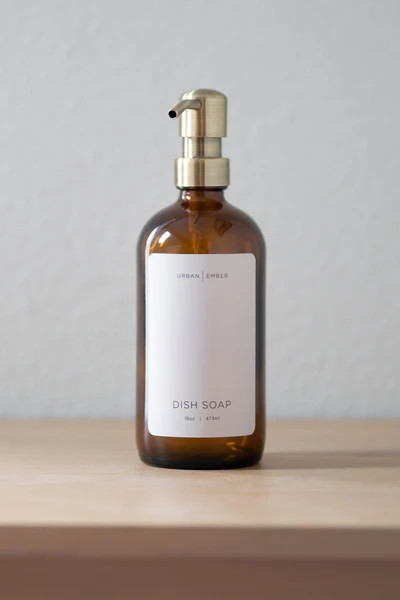 Minimalist Collection - Amber Glass Ivory Hand Wash, Dish Soap or Hand Lotion Dispenser | Urban Ember