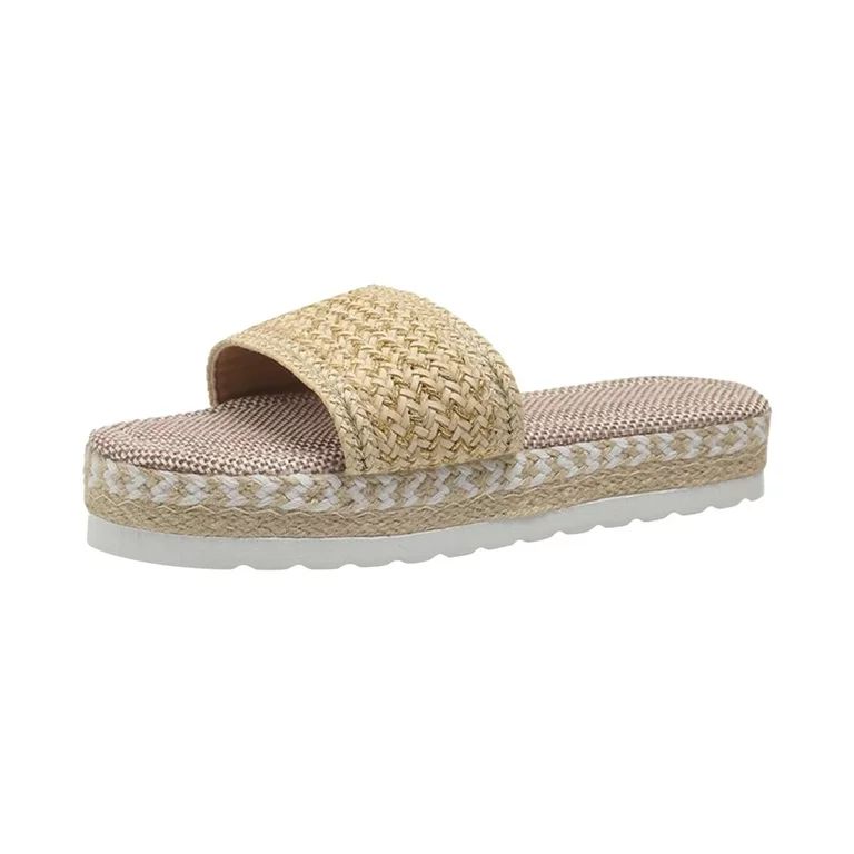 YanHoo Women's Platform Sandals Braided Strap Flatform Slide Open Toe Casual Summer Beach Outdoor... | Walmart (US)
