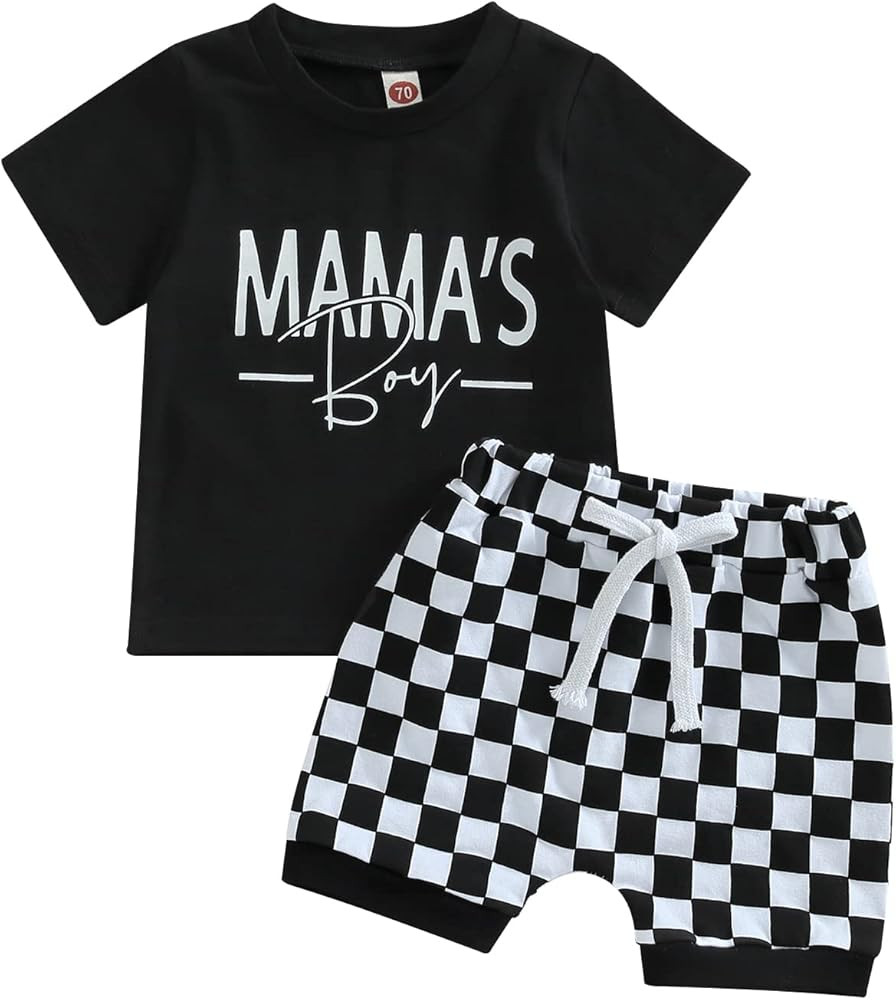 Toddler Baby Boy Summer Clothes Mamas Little Boy Short Sleeve T Shirt Tops Infant Rolled Drawstri... | Amazon (US)