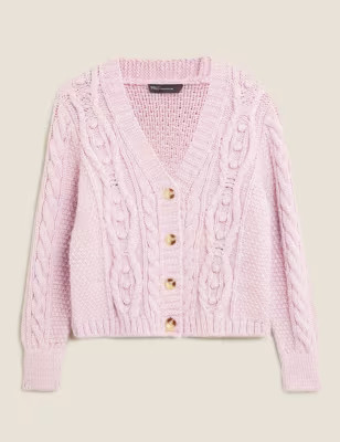 Cable Knit V-Neck Cardigan | Marks & Spencer (US)