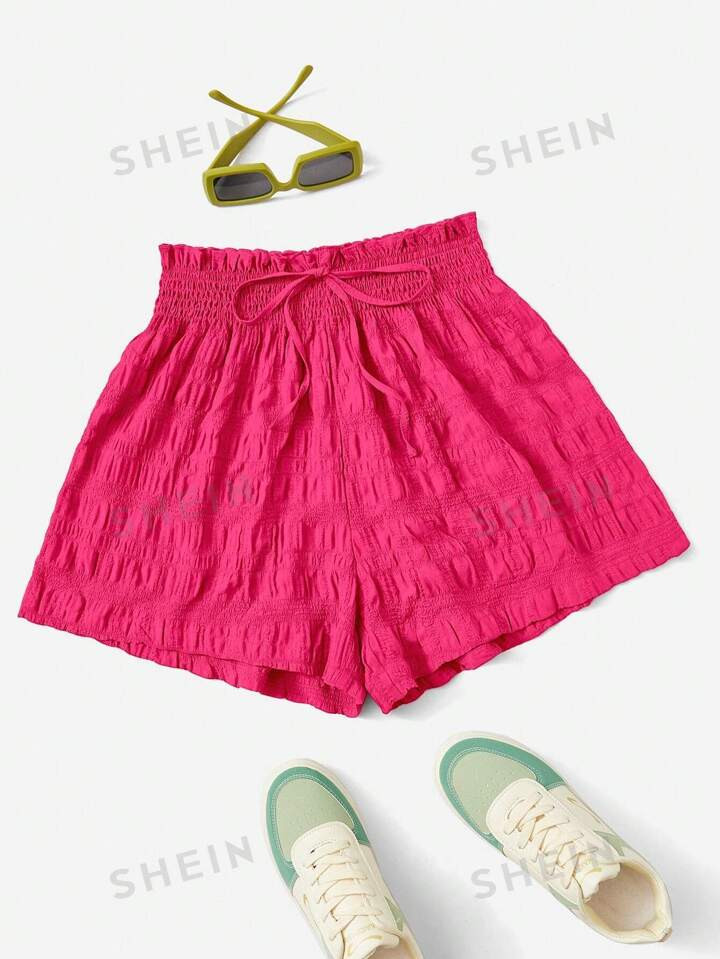 SHEIN EZwear Paperbag Waist Knot Front Shorts | SHEIN USA | SHEIN