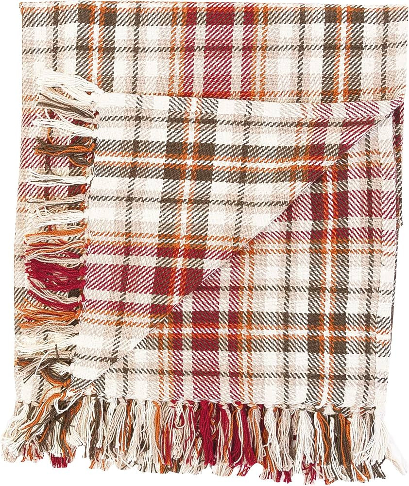 C&F Home Samuel Brown & Red Plaid 100% Cotton Handwoven Accent Throw Blanket with Fringe Tassels ... | Amazon (US)