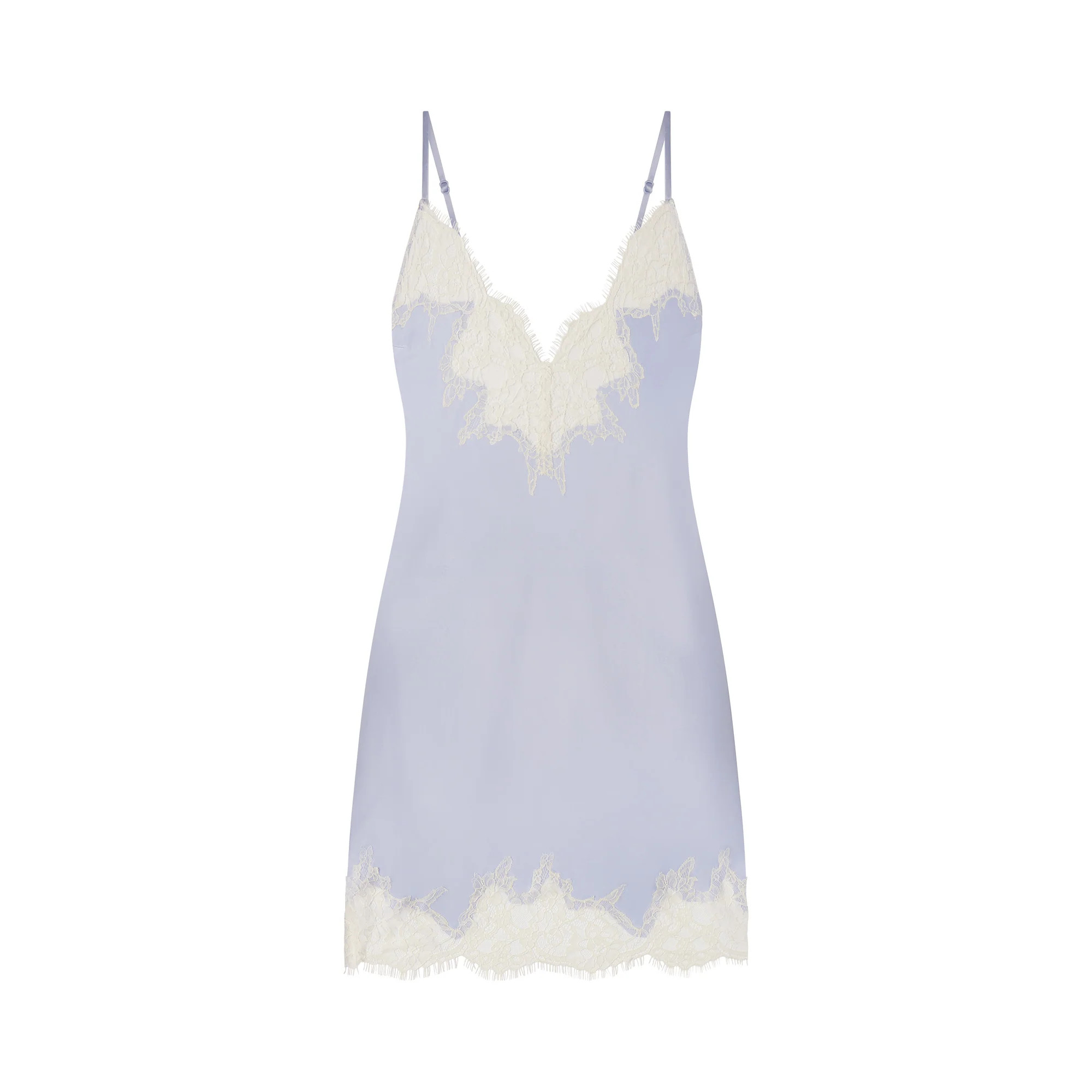 SILK LACE MINI SLIP DRESS | PERIWINKLE CONTRAST | SKIMS | SKIMS (US)