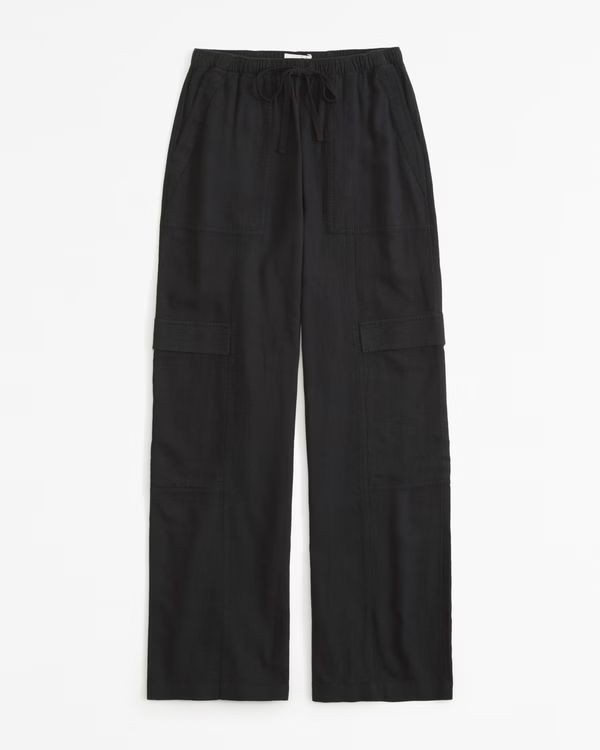 Linen-Blend Pull-On Cargo Pant | Abercrombie & Fitch (US)