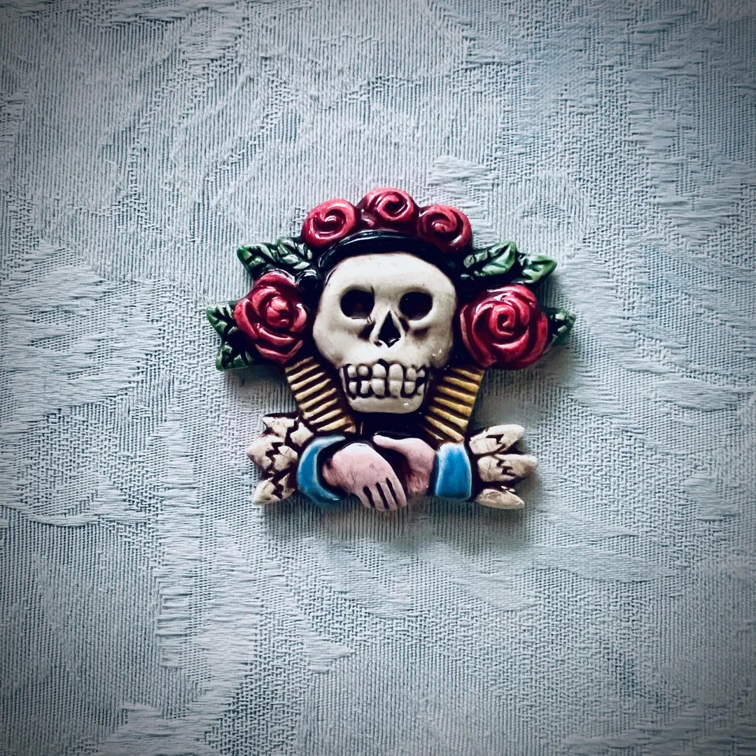 Ceramic Sugar Skull, Hand Painted Art Tile, Day of the Dead Mosaic Supply | Etsy (US)