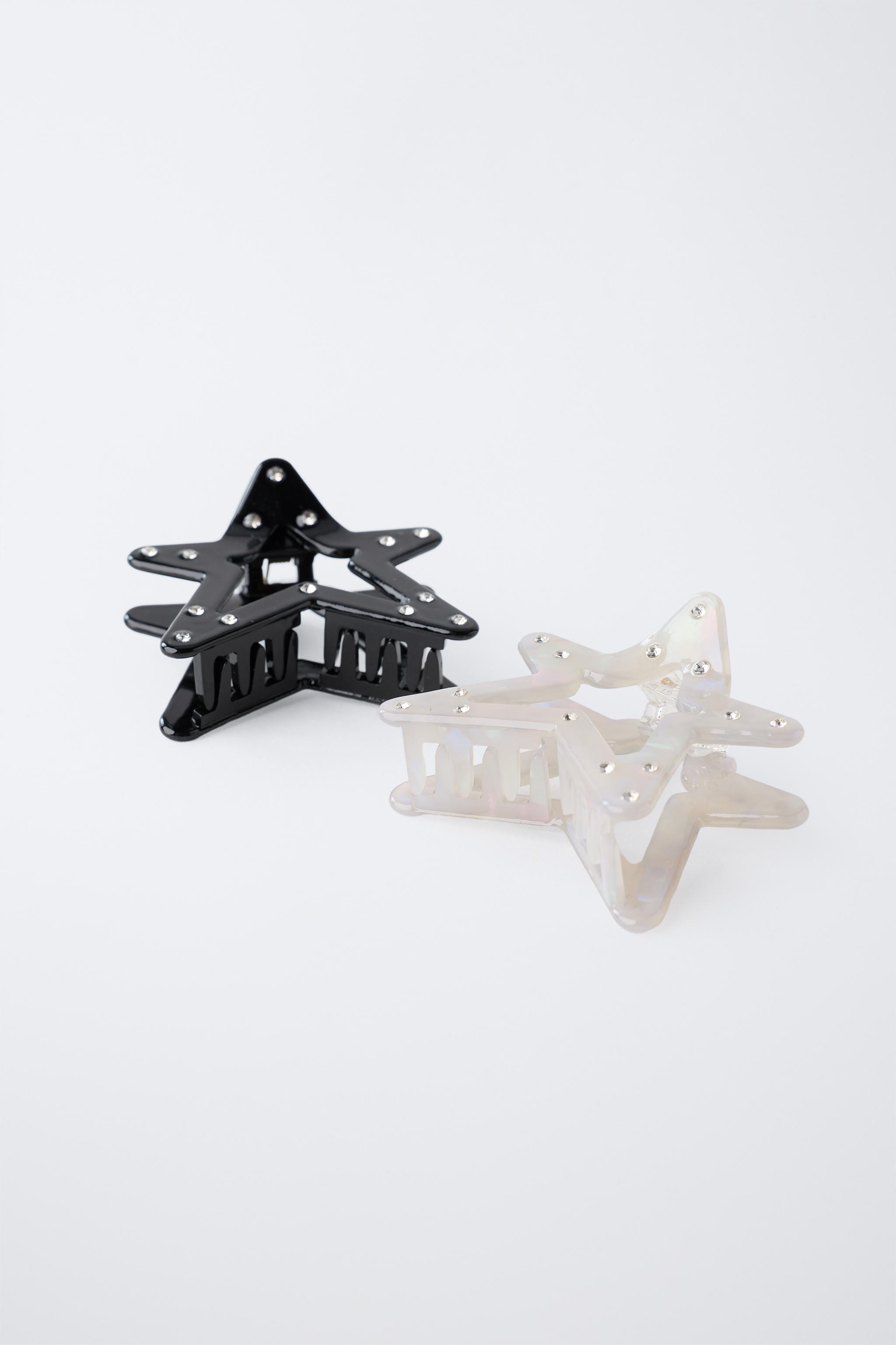 PACK OF TWO STAR RHINESTONE HAIR CLIPS | Zara UK