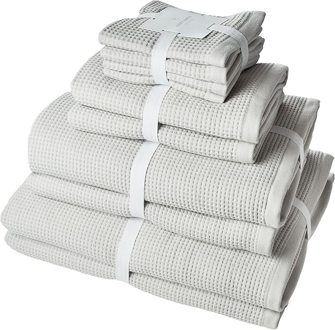 Cozy Earth Light Grey Waffle Bath Towel Bundle | Amazon (US)