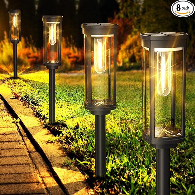 Solar Pathway Lights Outdoor 8 Pack, Bright Solar Path Lights Outside Waterproof, Sidewalk Lights... | Amazon (US)