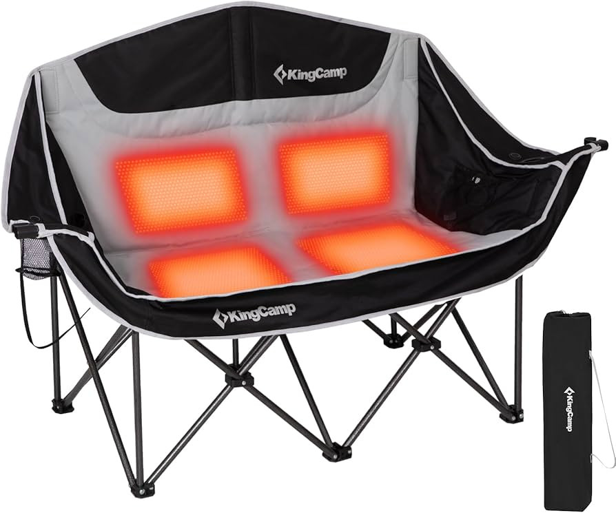 KingCamp Heated Double Camping Chair,Folding Heated Camping Chairs Loveseat Outdoor Sports, Heate... | Amazon (US)
