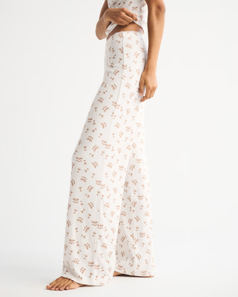 Women's Pointelle Wide Leg Sleep Pant | Women's Sleepwear & Loungewear | Abercrombie.com | Abercrombie & Fitch (US)