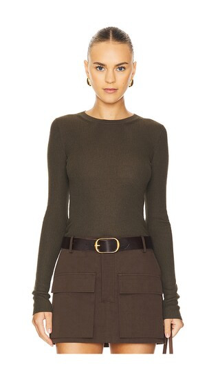 Silk Sweater Rib Long Sleeve Crew in Army Green | Revolve Clothing (Global)