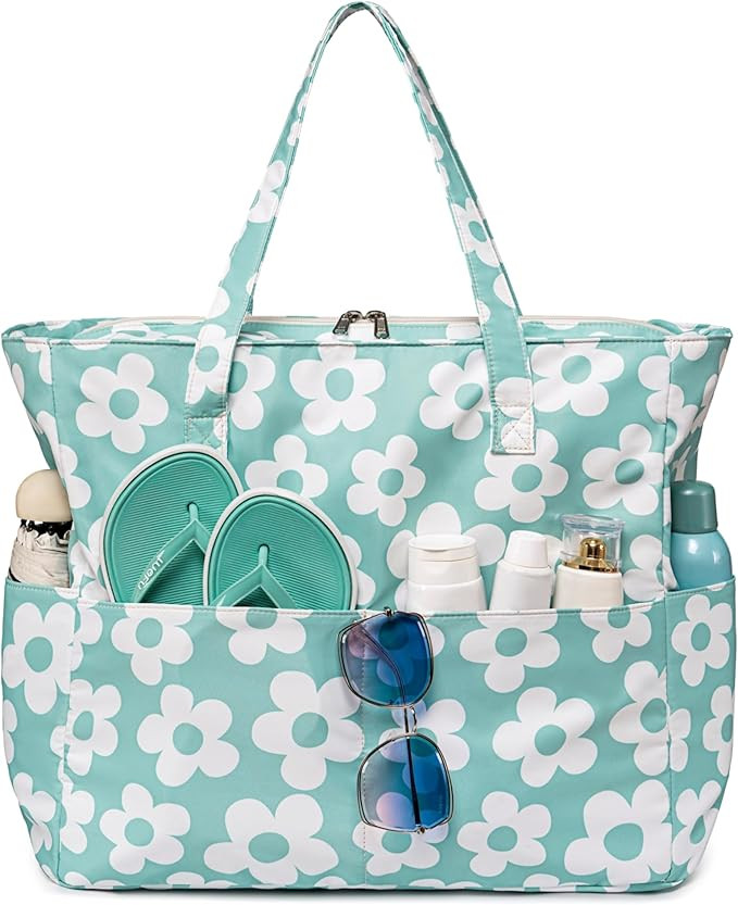 LEDAOU Large Beach Bag Women Waterproof Sandproof Zipper Beach Tote Pool Bag for Gym Grocery Trav... | Amazon (US)