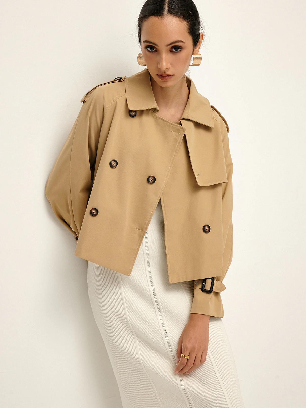 Breasted Lapel Trench Coat | Commense