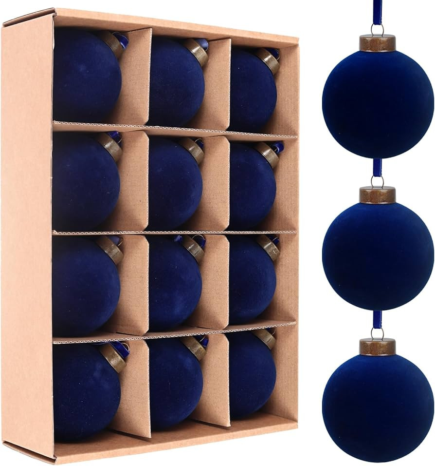12 Pcs Velvet Christmas Balls Bulk Shatterproof Plastic Christmas Tree Decorations for Decorative... | Amazon (CA)