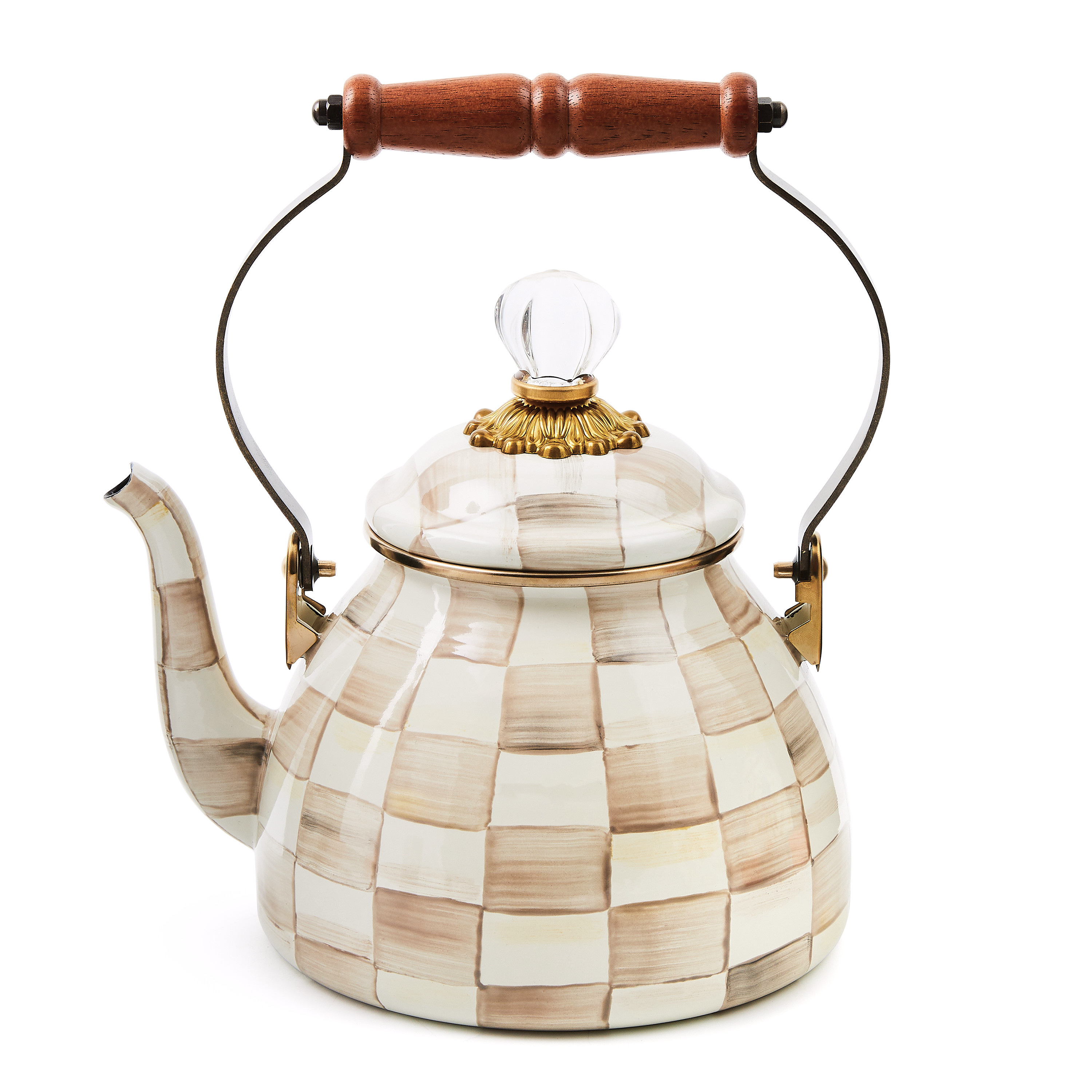 MacKenzie-Childs Mocha Check 2 Quart Tea Kettle | MacKenzie-Childs