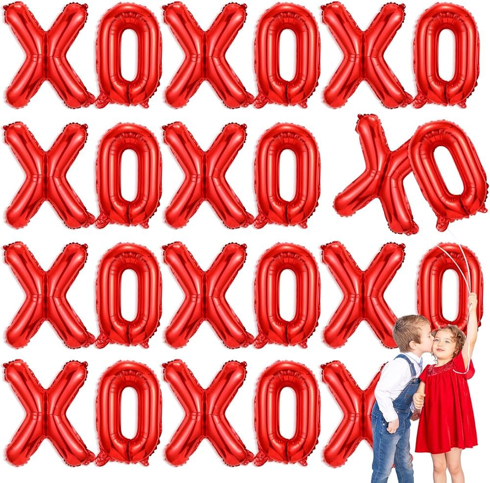 Gemscream 24 Pcs Valentines Day 16 Inches XOXO Balloons Galentines Day XOXO Letter Foil Balloons ... | Amazon (US)