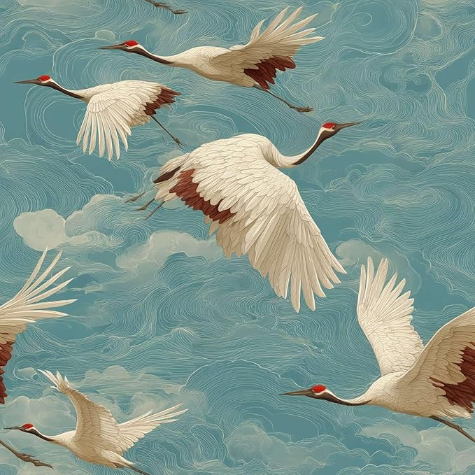 Chinoiserie Crane Peel and Stick Wallpaper, Vintage Asian Art Wallpaper for Home Decor | Self-Adh... | Amazon (US)