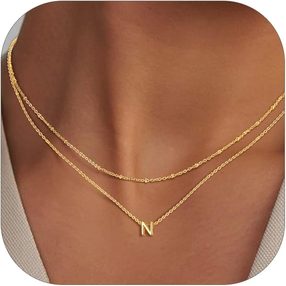 FaithHeart Layered Initial Necklaces for Women - Dainty Non Tarnish Gold/Silver Letter A-Z Neckla... | Amazon (US)