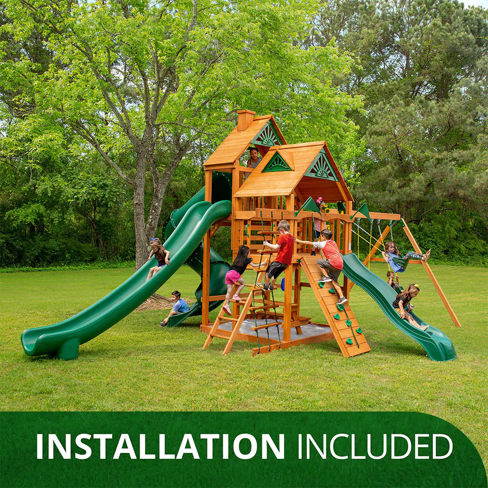 Gorilla Playsets Great Skye II Residential Wood Swing set ( Installation Included ) in Brown | 6828 | Lowe's